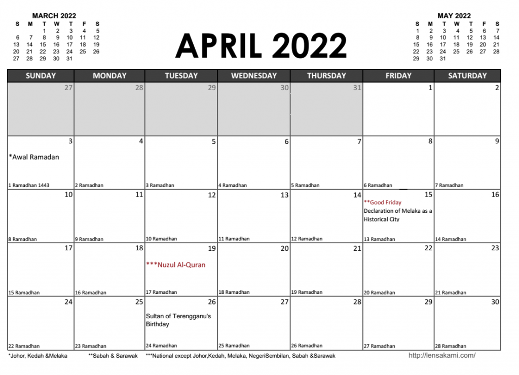 2022 malaysia pdf kalendar School Calendar